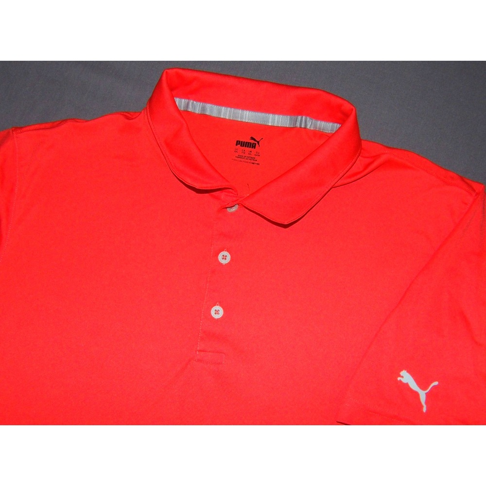 PUMA Short Sleeved Orange Stretch Performance Polo Golf Shirt Men's XXL